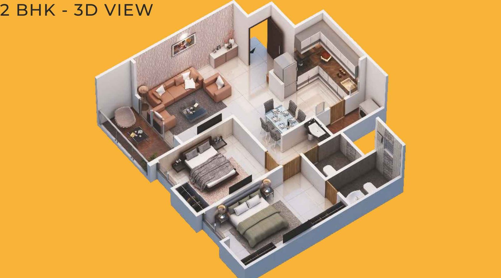 Majestique-Towers-floor-plan-2bhk-3d-view