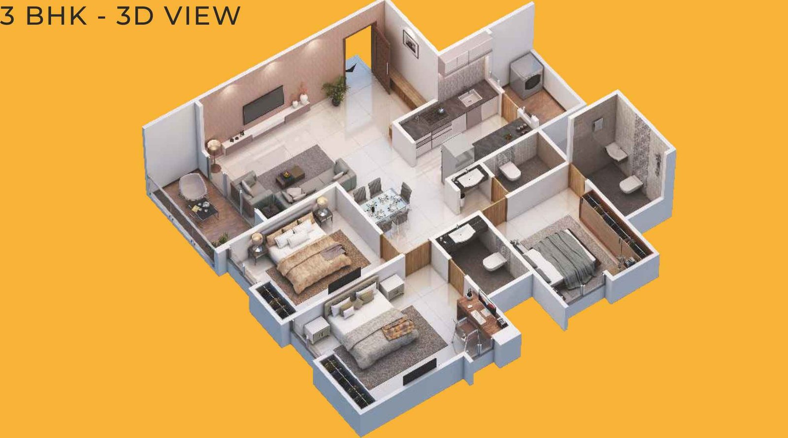 Majestique-Towers-floor-plan-3bhk-3d-view